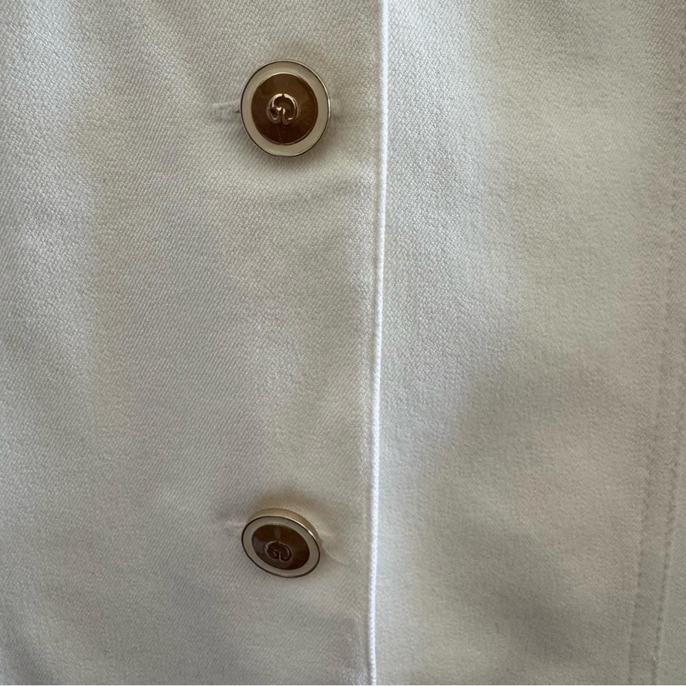 Vintage St. John Sport By Marie Gray White with Tan Trim Blazer size Small - Picture 7 of 9